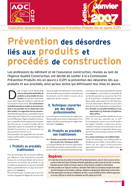 Couverture de la Publication Semestrielle C2P de Janvier 2007