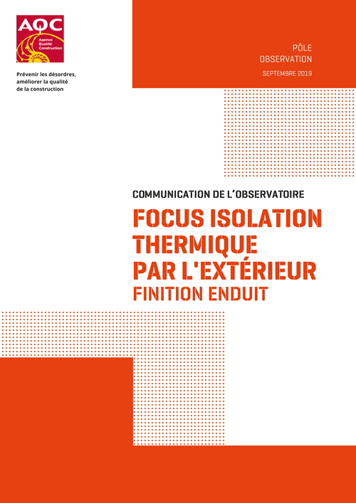 Couverture du Rapport de l'Observatoire de la Qualité de la Construction « Focus : Isolation thermique par l’extérieur – Finition enduit » de l'AQC